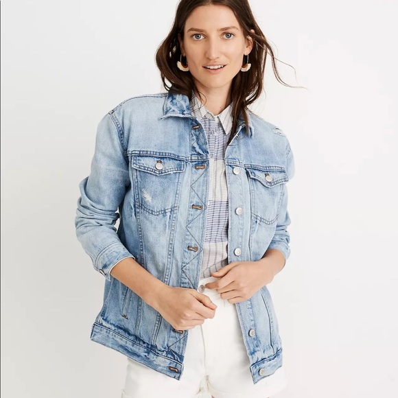 NWOT Madewell Oversized Jean Jacket in Junction Wash: Distressed Edition